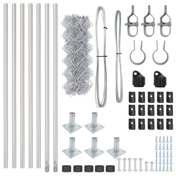Cerca de Malla con 7 Postes Flanjados 0.4x10 m Acero Galvanizado M 5