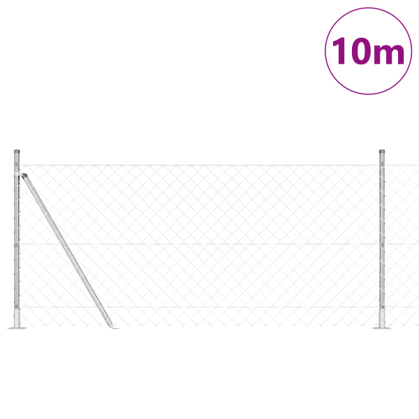 Conjunto de Postes de Cerca Prateado 10 x 1 m Aço Galvanizado M 3