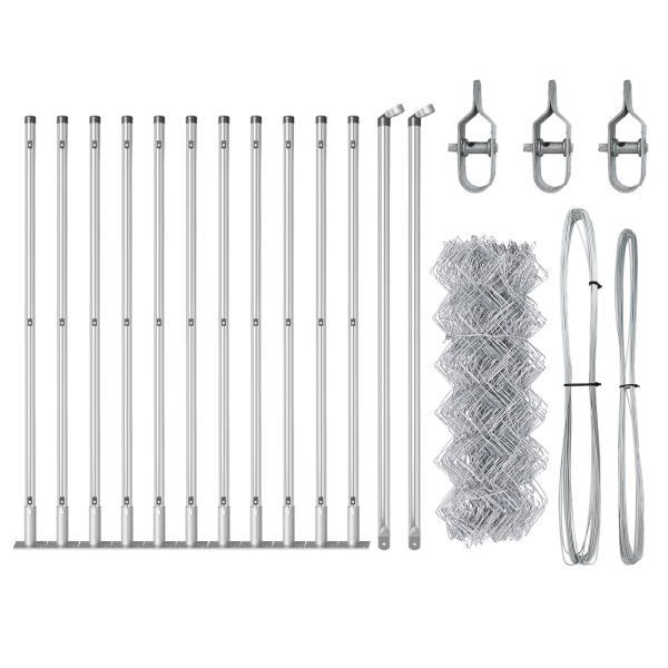Cerca de eslabones de cadena  con 13 postes con brida 0.4x25 m de acero galvanizado M 4