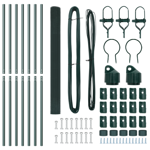 Cerca de Fio Soldado com 7 Postes Verde 1.5x10 m Aço M 5