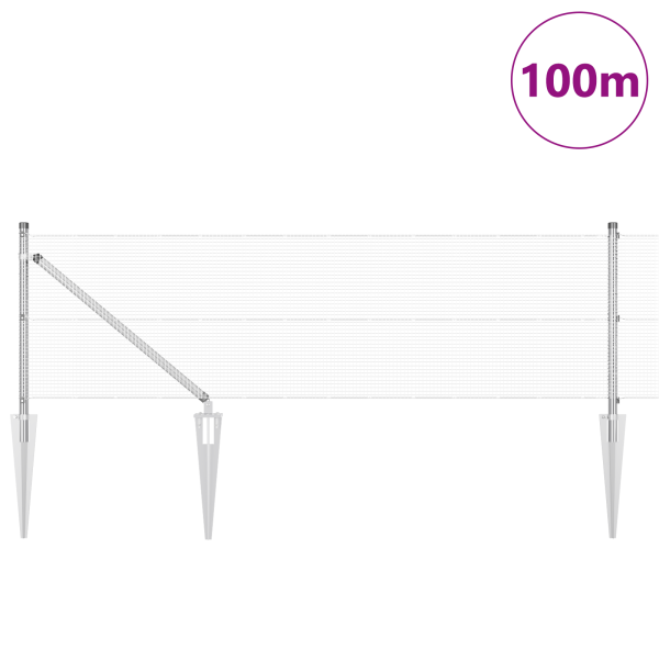 Cerca de Arame Soldado com 13 Estacas de Ancoragem 0.6x100 m Aço Galvanizado M 3