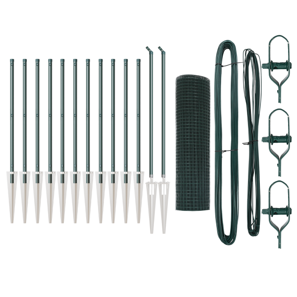 Set de Poste de Cerca de PVC Set de 2 Verde PVC. Metal 25 x 0.5 m M 2