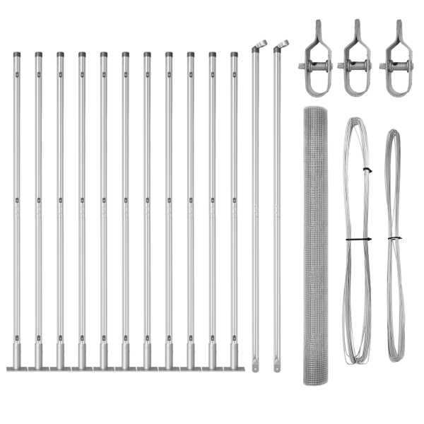 Cerca de Alambre Soldado  con 13 Postes Flanged 1.4x25 m Acero Galvanizado M 2