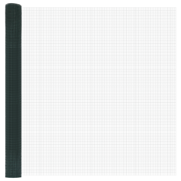 Cerca de Malla Soldada  con 7 Postes Flangeados Verde 1.4x10 m de Acero M 5