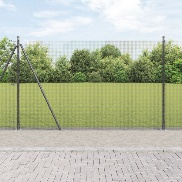 Juego de Postes de Cerca  Juego de 2 Gris Metal. PVC 25 x 1.5 m D