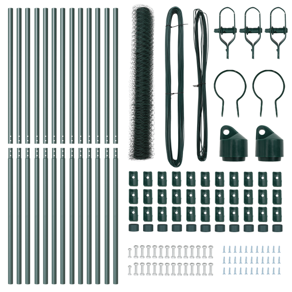 Juego de Cercado  Set de 2 Verde Metal 25 x 1.2 m Duradero M 4