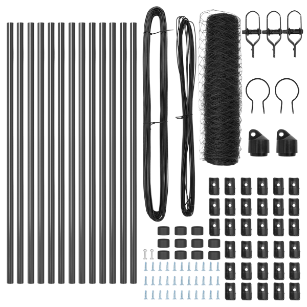 Conjunto de Cercamento Conjunto de 2 Cinza Metal 25 x 0.5 m M 4