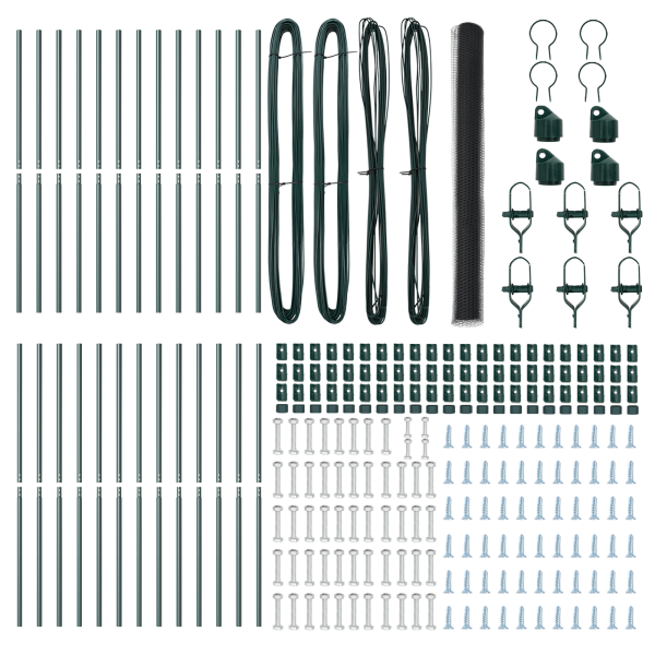 Cerca Hexagonal Gris 1.5x50 m Acero.  Poste de Cerca 13 pcs Verde Ø32 mm 200 cm Acero Galvanizado M 4