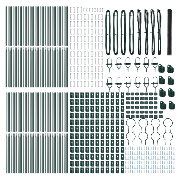 Cerca Hexagonal  Gris 1.6x100 m Acero. Postes para Cerca  13 pcs Verde Ø32 mm 210 cm Acero Galvanizado M 4