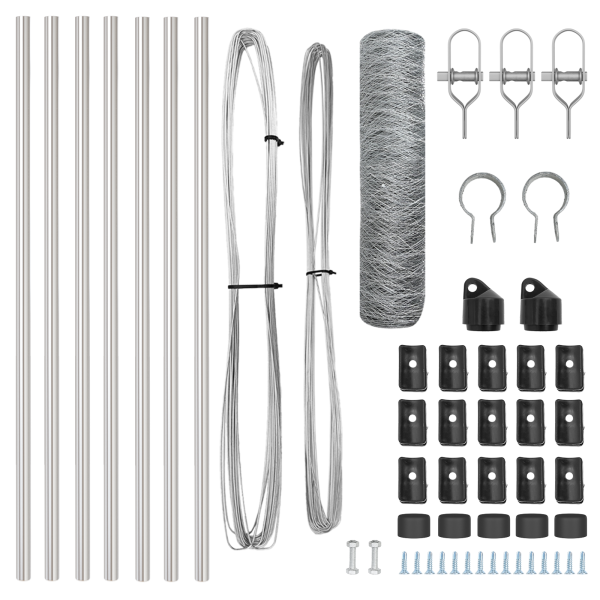 Cerca Hexagonal  0.8x10 m Acero Galvanizado. Postes para Cercas  7 pcs Ø32 mm 120 cm Acero Galvanizado M 4