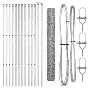 Cerca Hexagonal  con 13 Postes Plateados 1x25 m Acero Galvanizado H
