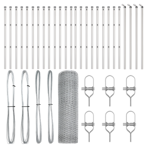 Cerca Hexagonal 0.5x50 m Acero Galvanizado.  Postes de Cerca 13 pcs Ø32 mm 100 cm Acero Galvanizado H