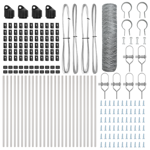 Cerca Hexagonal  0.6x50 m Acero Galvanizado. Postes de Cerca  13 pcs Ø32 mm 100 cm Acero Galvanizado M 4