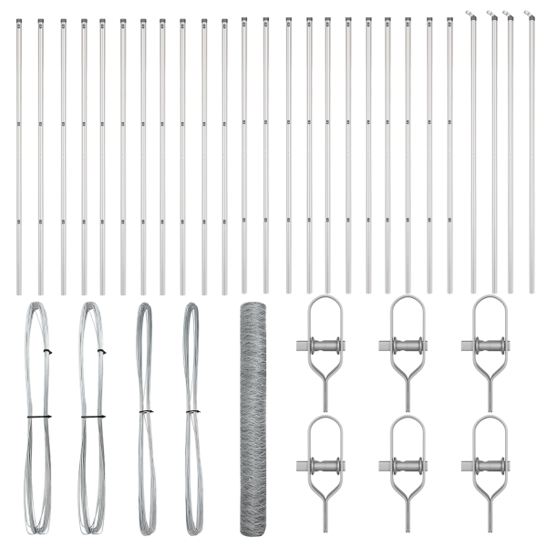 Cerca Hexagonal  1.2x50 m Acero Galvanizado. Postes de Cerca  13 pcs Ø32 mm 170 cm Acero Galvanizado M 2
