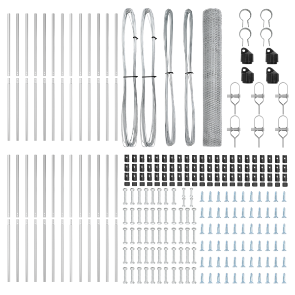Cerca Hexagonal  1.4x50 m Acero Galvanizado. Postes para Cerca  13 pcs Ø32 mm 190 cm Acero Galvanizado M 4