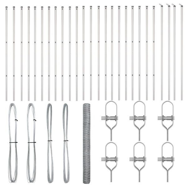 Cerca Hexagonal  1.6x50 m Acero Galvanizado. Postes de Cerca  13 pcs Ø32 mm 210 cm Acero Galvanizado M 2