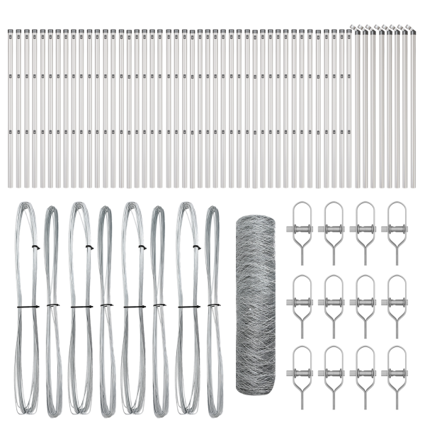Perto de aço galvanizado hexagonal 0.6x100 m. Pólos próximos 13 pcs Ø32 mm 100 cm Aço galvanizado M 2