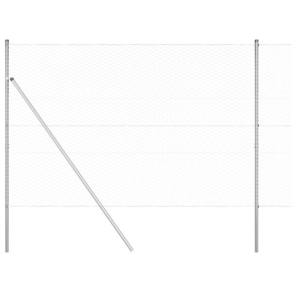Cerca Hexagonal  1.5x100 m Acero Galvanizado. Postes de Cerca  13 pcs Ø32 mm 200 cm Acero Galvanizado M 2