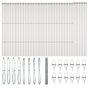 Valla Hexagonal 1.5x100 m Acero Galvanizado. Postes de Valla  13 pcs Ø32 mm 200 cm Acero Galvanizado H