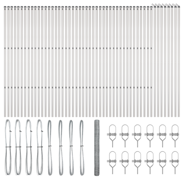 Cerca Hexagonal  1.6x100 m Acero Galvanizado. Postes de Cerca  13 pcs Ø32 mm 210 cm Acero Galvanizado M 2
