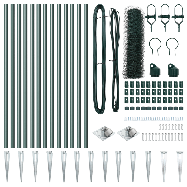 Conjunto de cercas  Conjunto de 2 Verde bosque Acero galvanizado M 4