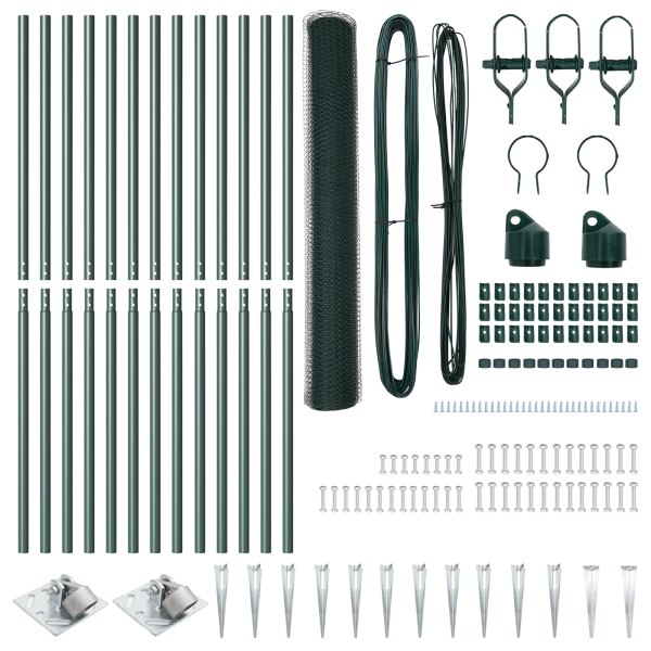 Juego de Cercas  Set de 2 Verde Oscuro Metal M 4