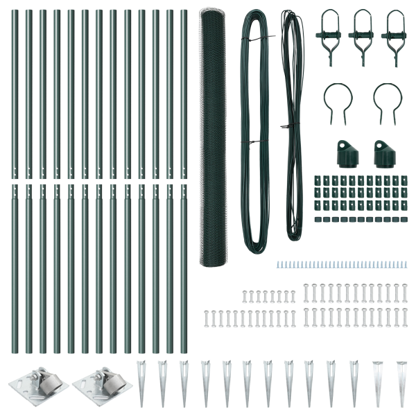 Conjunto de Cercas Conjunto de 2 Verde Metal 25 x 1.5 m Durável M 4