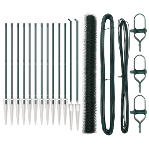 Cerca Hexagonal  Verde 1.6x25 m Acero. Postes de Cerca  con Punta 13 pcs Ø32 mm 180 cm Acero Galvanizado H