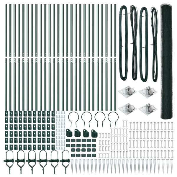 Cerca Hexagonal  Verde 1.6x50 m Acero. Postes de Cerca  con Punta 13 pcs Ø32 mm 180 cm Acero Galvanizado M 4