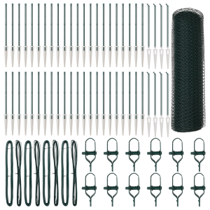 Perto Hexagonal Verde 0.5x100 m Aço. Close posts with Clavo 13 pcs Ø32 mm 80 cm Aço galvanizado H