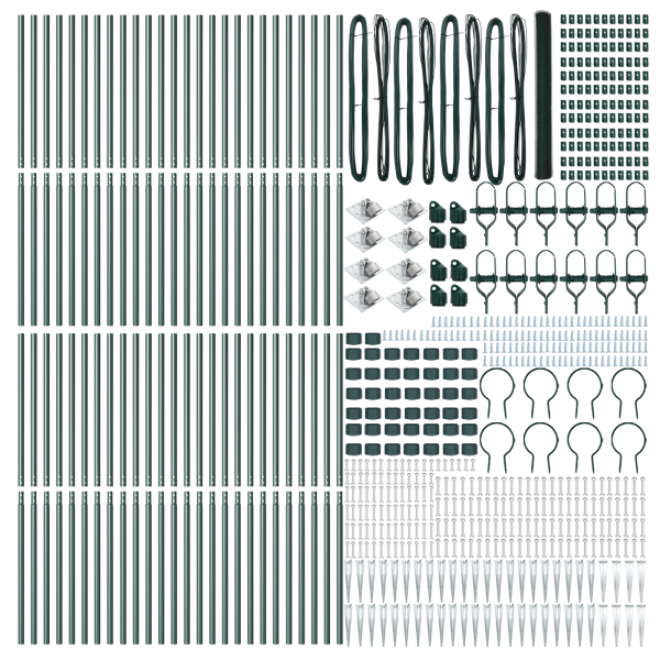 Cerca Hexagonal  Verde 1.5x100 m Acero. Postes de Cerca  con Punta 13 pcs Ø32 mm 170 cm Acero Galvanizado M 4
