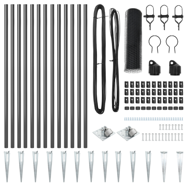 Juego de Cercas Juego de 2 Gris Acero Galvanizado M 4