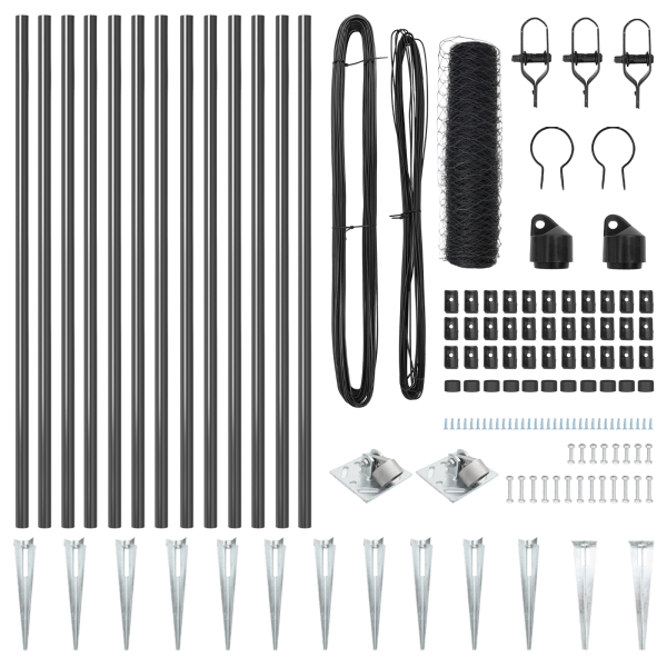 Juego de Cercas Set de 2 Gris Metal 25 x 0.5 m Duradero M 4