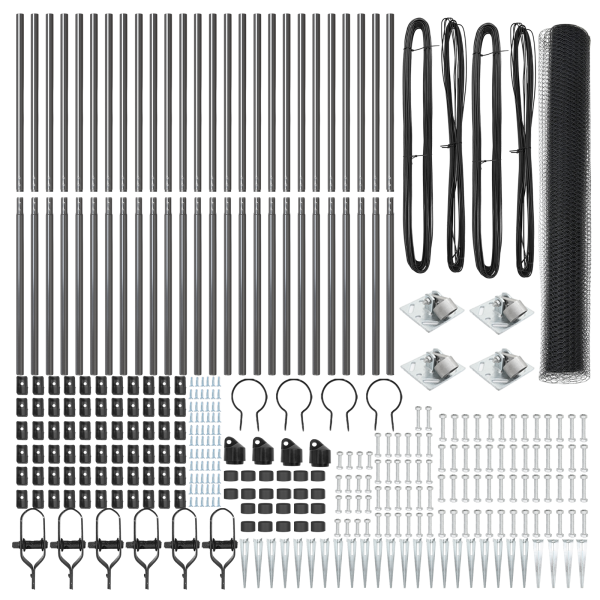 Cerca Hexagonal  Gris 1.2x50 m Acero. Postes de Cerca  con Espiga 13 pcs Ø32 mm 140 cm Acero Galvanizado M 3