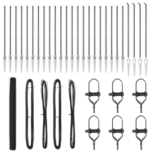 Cerca Hexagonal  Gris 1.5x50 m Acero. Postes de cerca  con piqueta 13 pcs Ø32 mm 170 cm Acero Galvanizado H