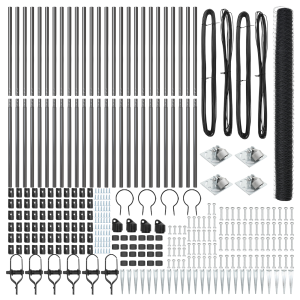 Cerca Hexagonal  Gris 1.6x50 m Acero. Postes de Cerca  con Punta 13 pcs Ø32 mm 180 cm Acero Galvanizado H