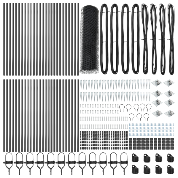 Cerca Hexagonal Gris 0.6x100 m Acero. Postes de Cerca  con Pica 13pcs Ø32mm 80cm Acero Galvanizado M 4