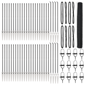 Cerca Hexagonal  Gris 1.2x100 m Acero. Postes de Cerca  con Punta 13 pcs Ø32 mm 140 cm Acero Galvanizado H