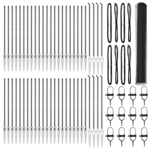 Cerca Hexagonal  Gris 1.4x100 m Acero.  postes de cerca  con pica 13 pcs Ø32 mm 160 cm Acero Galvanizado H