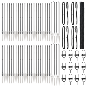 Cerca Hexagonal Gris 1.6x100 m Acero.  Postes de Cerca con Punta 13 pcs Ø32 mm 180 cm Acero Galvanizado H