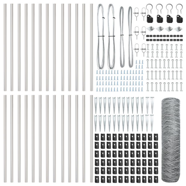 Cerca Hexagonal  1x50 m Acero Galvanizado. Postes de Cerca  con Pica 13 pcs Ø32 mm 120 cm Acero Galvanizado M 4