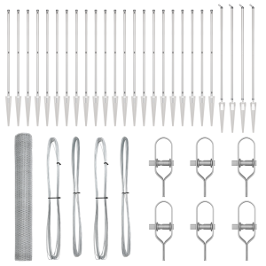 Cerca Hexagonal  1.2x50 m Acero Galvanizado. Postes de Cerca  con Punta 13 pcs Ø32 mm 140 cm Acero Galvanizado H