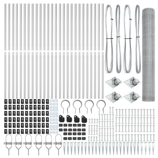 Cerca Hexagonal  1.4x50 m Acero Galvanizado. Postes de Cerca  con Pica 13 pcs Ø32 mm 160 cm Acero Galvanizado M 4