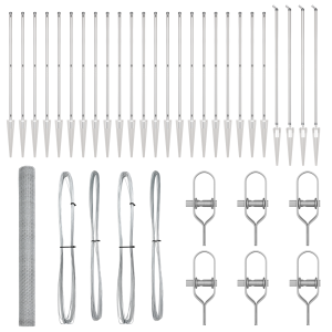 Cerca Hexagonal  1.6x50 m Acero Galvanizado. Postes de Cerca  con Punta 13 pcs Ø32 mm 180 cm Acero Galvanizado H