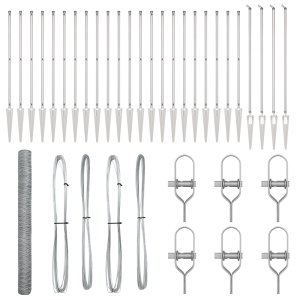 Cerca Hexagonal  1.6x50 m Acero Galvanizado. Postes de Cerca  con Punta 13 pcs Ø32 mm 180 cm Acero Galvanizado H