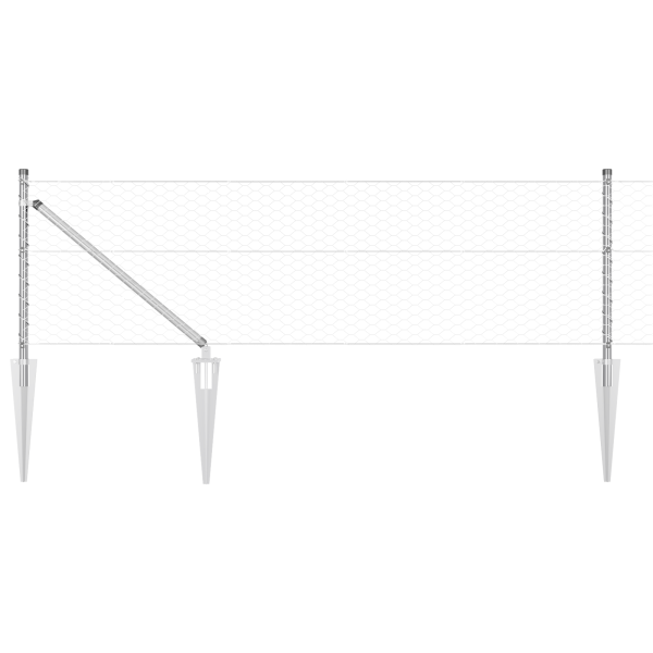 Cerca Hexagonal  0.6x100 m Acero Galvanizado. Postes de Cerca  con Punta 13 pcs Ø32 mm 80 cm Acero Galvanizado M 5
