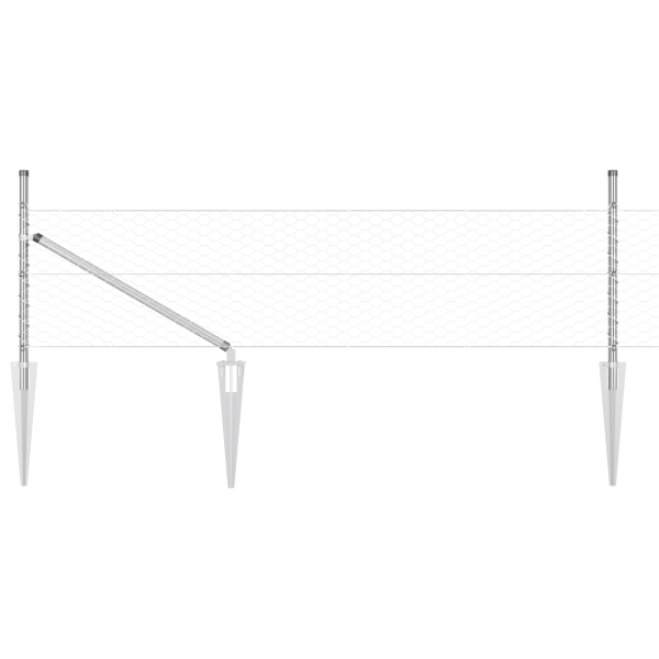 Valla Hexagonal 0.8x100 m Acero Galvanizado. Postes de Valla  con Espiga 13 pcs Ø32 mm 100 cm Acero Galvanizado M 3
