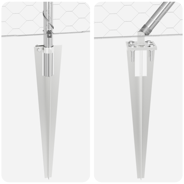 Cerca Hexagonal  0.8x100 m de Acero Galvanizado. Postes de Cerca  con Punta 13 pcs Ø32 mm 100 cm de Acero Galvanizado M 5