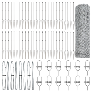 Cerca Hexagonal  1x100 m Acero Galvanizado. Postes para Cerca  con Punta 13 pcs Ø32 mm 120 cm Acero Galvanizado H