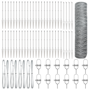Cerca Hexagonal  1x100 m Acero Galvanizado. Postes de Cerca  con Punta 13 pcs Ø32 mm 120 cm Acero Galvanizado H